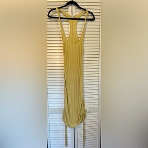 For Love And Lemons Yellow Ribbed Mini Dress